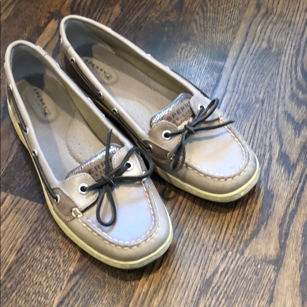 Sperry top slider shoe.